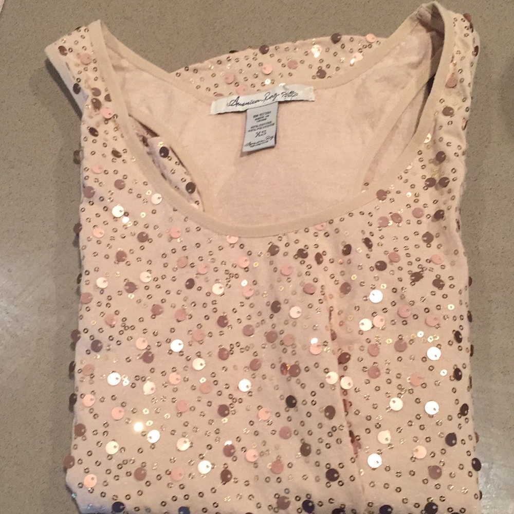American rag gold sparkle tank